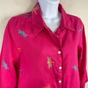 Embroidered Dragonfly Pink Women's Top
